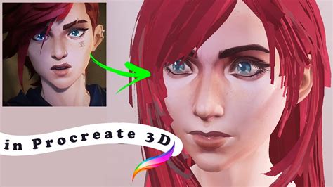 [Procreate 3D] I paint Vi's Arcane style on Tifa's 3d head model! Process and 3d tips! - YouTube