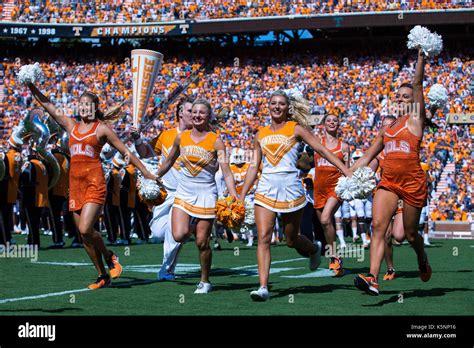 September 09, 2017: Tennessee Volunteers cheerleaders take the field ...