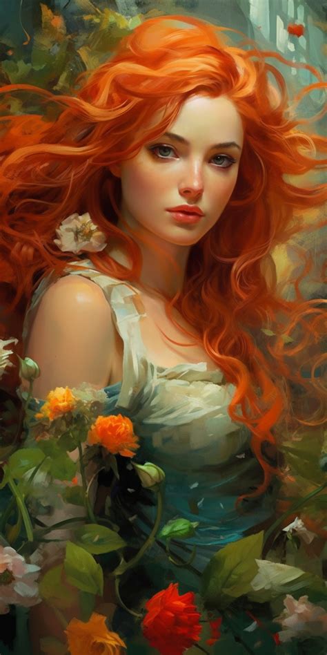 Female Art Painting, Hair Painting, Painting Art, Red Hair Paint, Character Portraits, Character ...