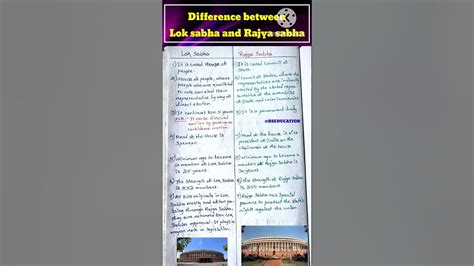 Difference between Lok sabha and Rajya sabha!! - YouTube