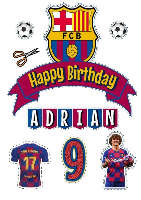 Barcelona Cake Topper Digital and Printed, Barcelona Banner, Futbol Party, Messi, Barcelona ...