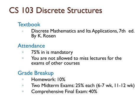 PPT - CS 103 Discrete Structures Lecture 01 Introduction Logic and Proofs (1) PowerPoint ...