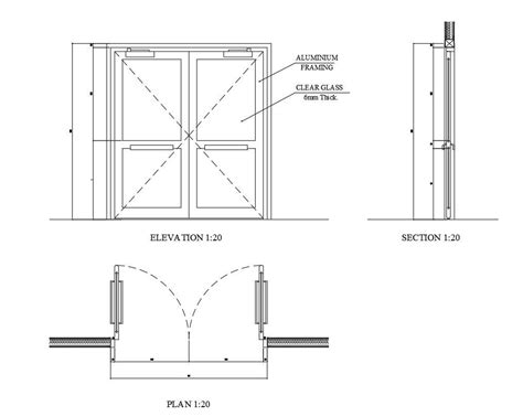 Front and side elevation of double door in AutoCAD, dwg file. - Cadbull