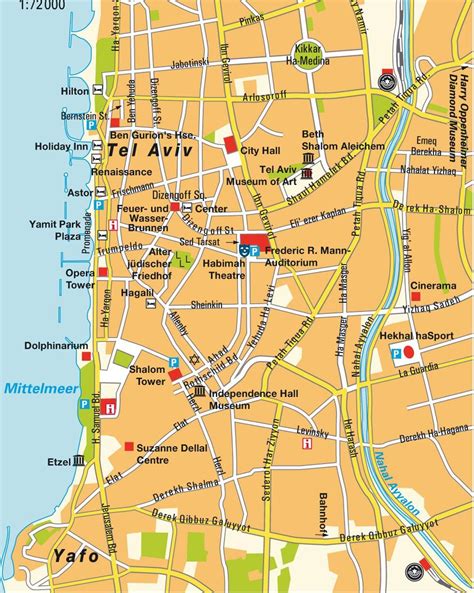 Mappa della zona di Tel Aviv - una Mappa della zona di Tel Aviv (Israele)