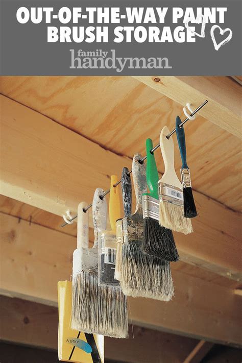 Out-Of-The-Way Paint Brush Storage | Garage workshop organization, Diy ...