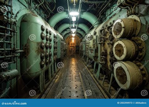 Torpedo Room with Open Torpedo Tubes Stock Illustration - Illustration ...