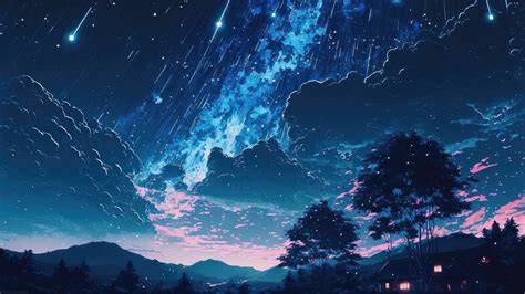 🔥 Download Night Sky Stars Clouds Scenery Landscape Anime 4k Wallpaper ...