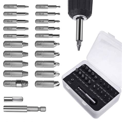 Buy Stripped Screw Extractor Set Damaged Screw Remover Kit for HSS ...