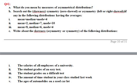 Solved Q#1: a. What do you mean by measures of asymmetrical | Chegg.com