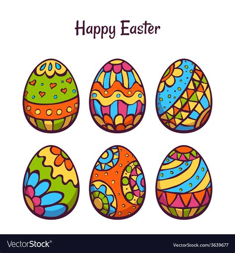 Set of cartoon color eggs for easter Royalty Free Vector