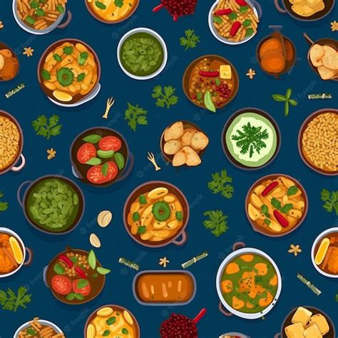 Premium Photo | A pattern of different dishes including food.