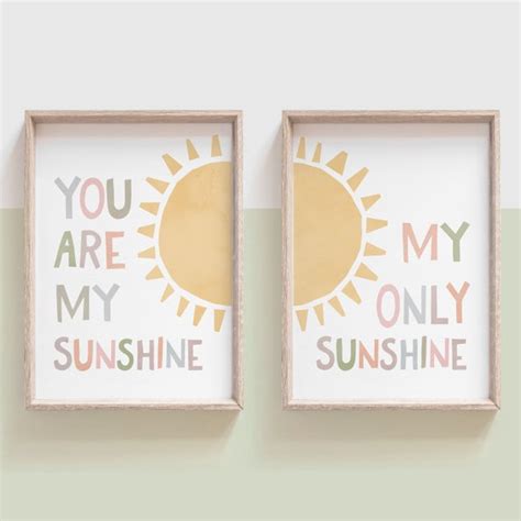 You Are My Sunshine Wall Art Girls Room Set of 2 Prints - Etsy