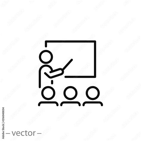 Training icon, workshop linear sign isolated on white background ...