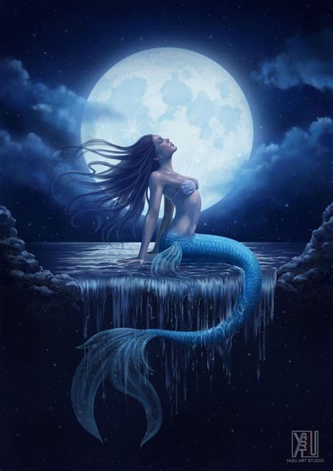 ArtStation - Moon: Mermay Day 13 colored, Yasushi Matsuoka | Mermaid ...