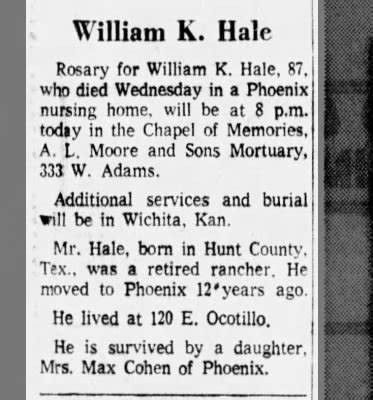 William K Hale obituary - Newspapers.com™