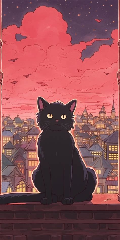 "Anime Scene Blackcat" Sticker for Sale by dlwryu | Cat phone wallpaper, Cat wallpaper, Black ...