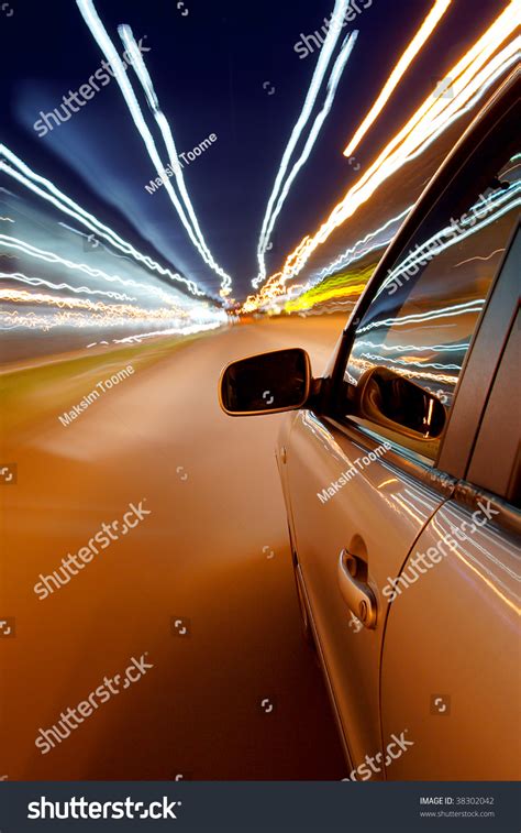 Car Driving Fast Night City Stock Photo 38302042 - Shutterstock