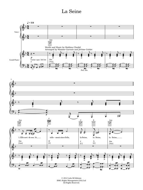 la seine Sheet music for Piano, Vocals by Vanessa Paradis Official ...