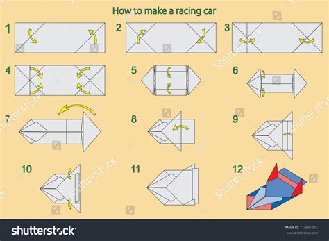 Paper Racing Car Origami Stock Vector (Royalty Free) 773651242