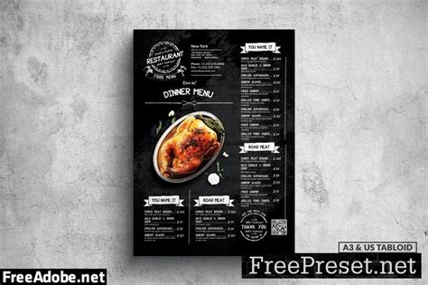 Dark Restaurant Poster Food Menu - A3 & US Tabloid TY9CRKN