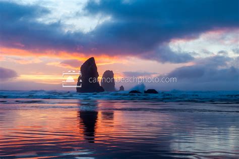 Sunset Around the Needles - Cannon Beach Photo