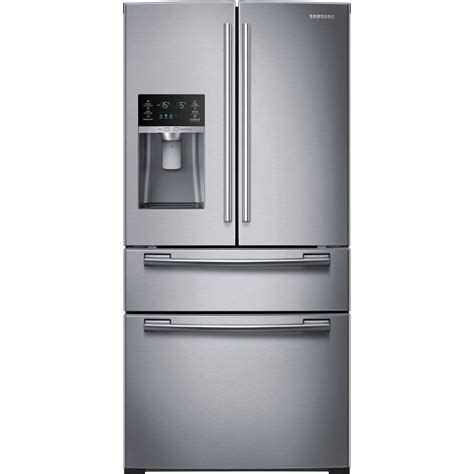 Samsung 33 in. W 24.73 cu. ft. 4-Door French Door Refrigerator in Stainless Steel-RF25HMEDBSR ...