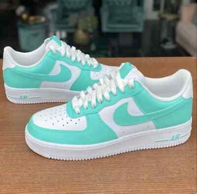 Nike Air Force 1 Custom "South Beach Teal Blue" White Shoes Sneakers Mens Womens | eBay