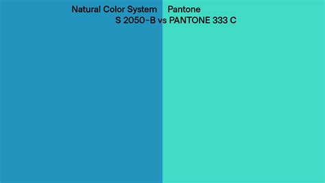 Natural Color System S 2050-B vs Pantone 333 C side by side comparison