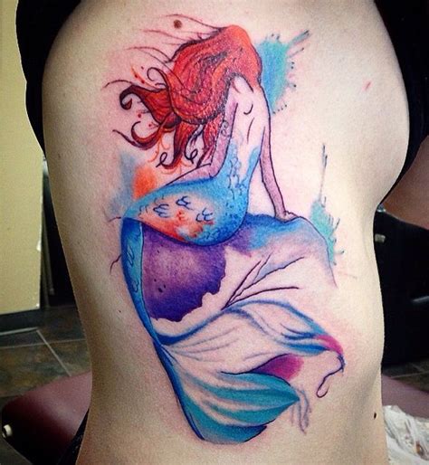 My watercolor mermaid tattoo done by Jada at Visual Expressions, East Hartford, CT | Mermaid ...