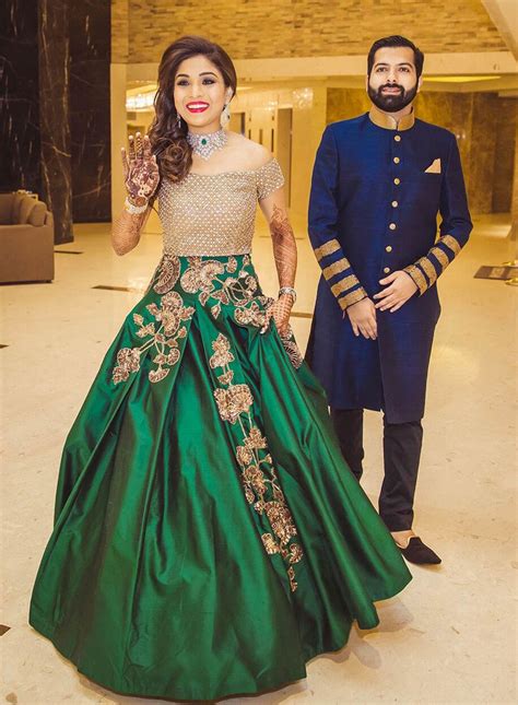 A beautiful off-shoulder gown with minimal golden floral appliques !! #indianbride # ...