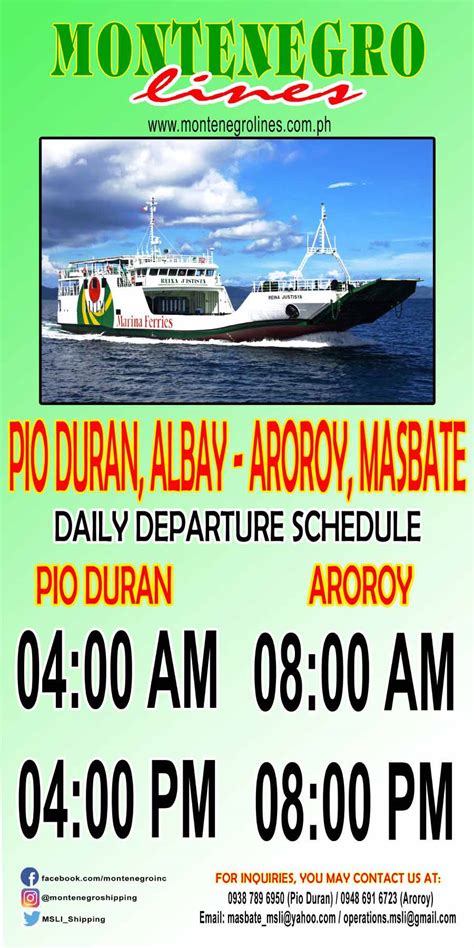 2020 Montenegro Lines Pio Duran-Aroroy: Schedule & Ticket Fares