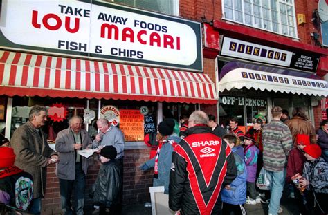 Lou Macari reacts to Lou Qatari fish and chip shop mock-up