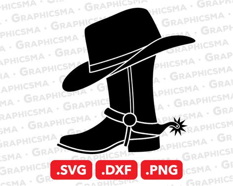 Cowboy Boot Hat SVG File, Cowboy Boots DXF, Cowboy Boots Hat Png ...