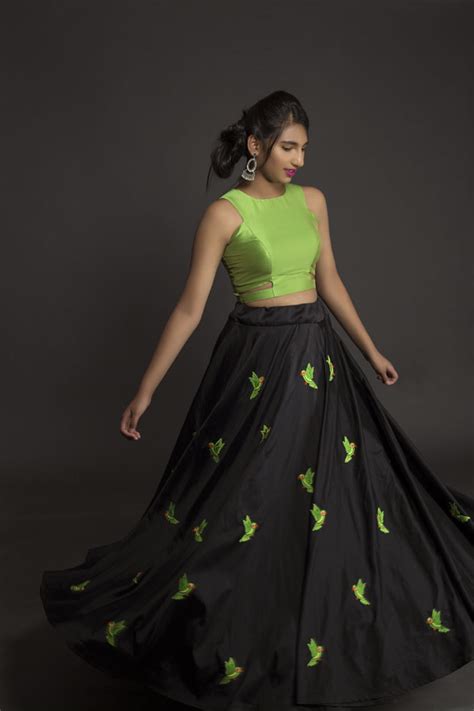 Long Skirt and Crop Top Sets by Kanakadhara Designs – South India Fashion