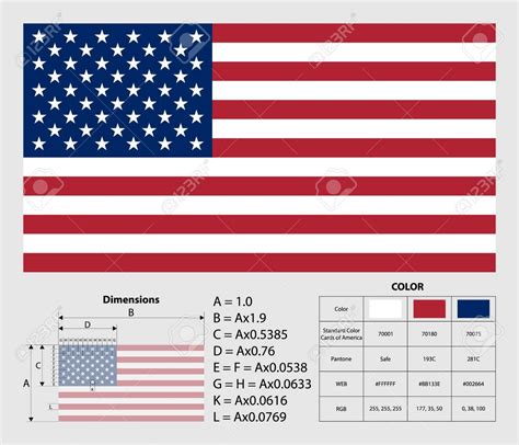American flag with exact dimensions. USA flag. Official colors and proportion correctly ...
