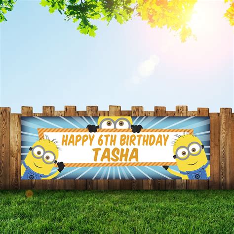 Large Minions Birthday Party Banner and Signs for Kids 6x2 With ...