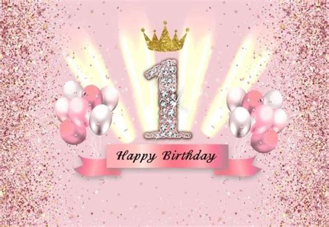 5x3ft Pink 1st Photography Backdrop Happy 1st Birthday Background 1th ...