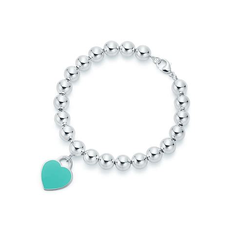 Return to Tiffany™ heart tag in sterling silver on a bead bracelet ...