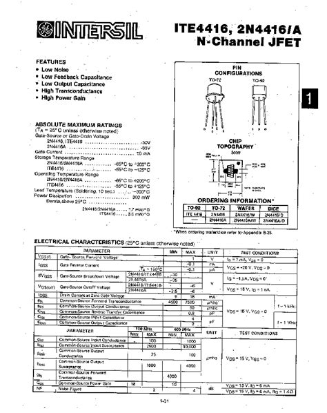 ICL7660 datasheet(59/122 Pages) INTERSIL | P-CHANNEL JFET