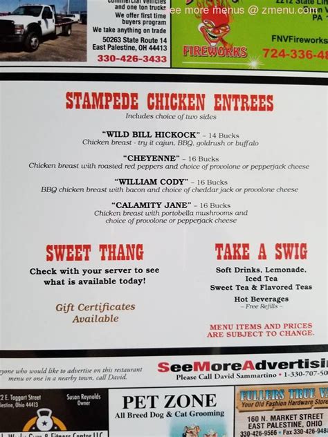 Online Menu of The Original Roadhouse Restaurant, New Middletown, Ohio, 44442 - Zmenu