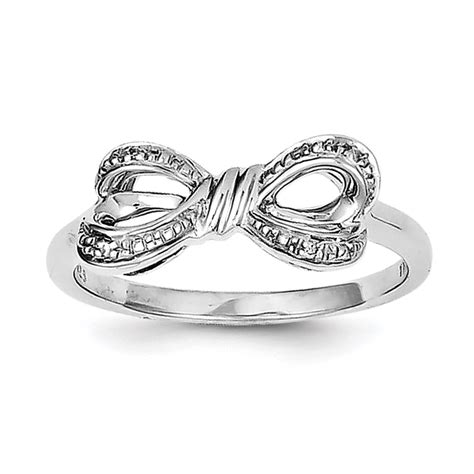 Sterling Silver Rhodium Plated Diamond Bow Ring - Walmart.com