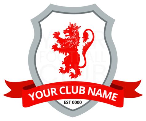 Badge Design FB001 Lion 5 Red - Your Football Club