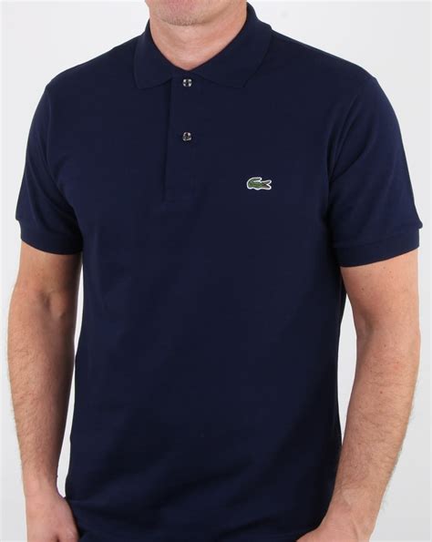 Lacoste Classic Two Button Polo Shirt Navy, Mens, Polo, Cotton, Croc