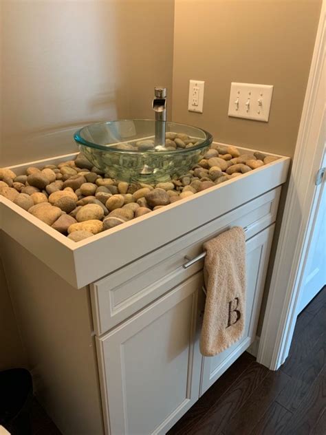 How to Make a Stunning River Rock Bathroom Vanity Top | River rock ...