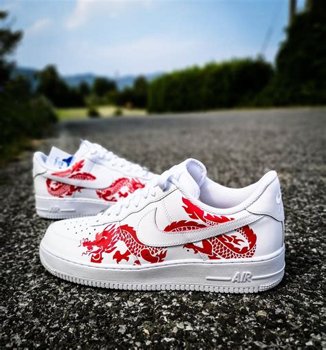Custom Sneakers Nike Air Force 1 'red Dragon' | Etsy | Nike air shoes ...
