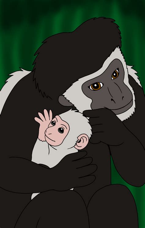 Colobus monkey mother and baby by VixDojoFox on DeviantArt