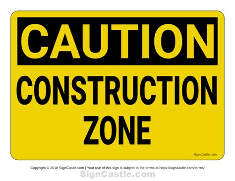 Free printable "Construction Zone" caution sign. Download it at https ...