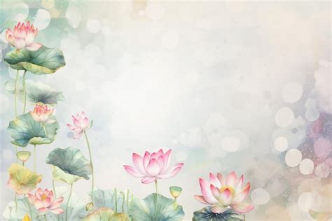 Premium Photo | Watercolor background with a lotus flower