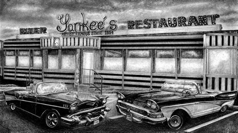 1950s DINER "Yankee's" Pencil drawing - YouTube