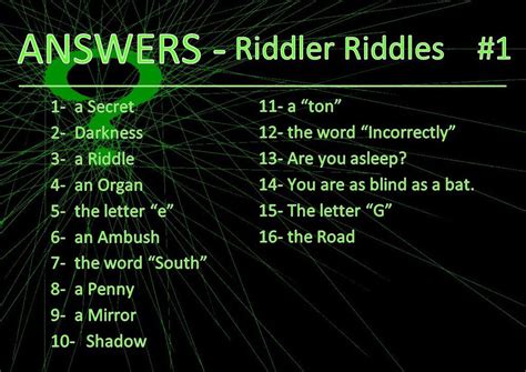 Riddler Riddles - ANSWERS #1 | Riddler riddles, Riddles, Riddles with answers